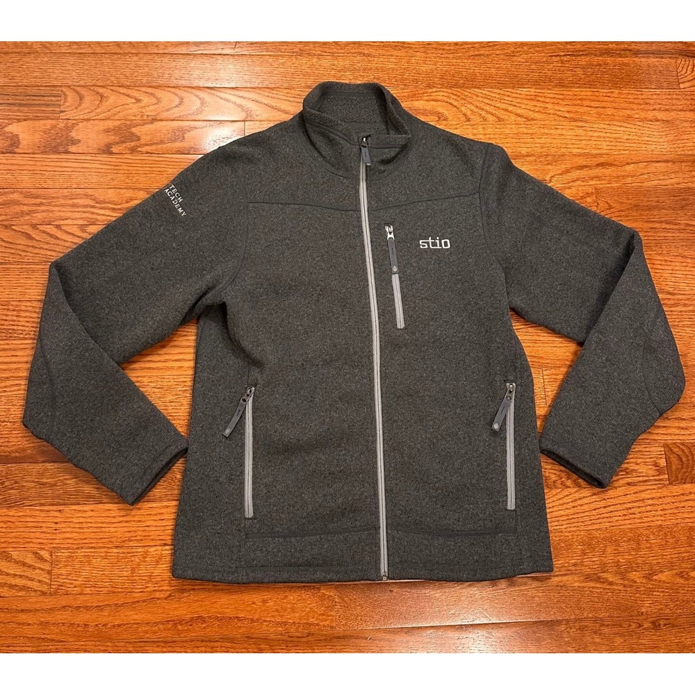 Stio Wilcox Fleece Jacket Mens Medium Gray Full Zip Hiking Outdoors Zip Pockets